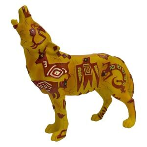 Vintage 2006 Call of the Wolf Figurine Pattern Wolf Tribal Art Westland Giftware